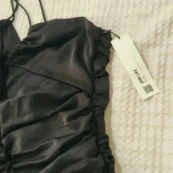 Zara Draped Dress Midi Short Black Strappy - Picture 8 of 9